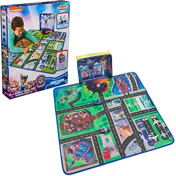 Paw Patrol The Mighty Movie, Pup Squad Play Mat Gift Pack with Mighty Pups Chase & Vee Pup Squad Racer Toy Cars, Kids Toys for Boys & Girls Ages 3+