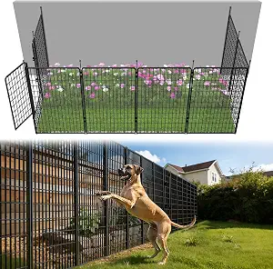 FXW No Dig Garden Fence, Outdoor Yard Barrier, 50in(H) x 20.8ft(L), 8 Panels
