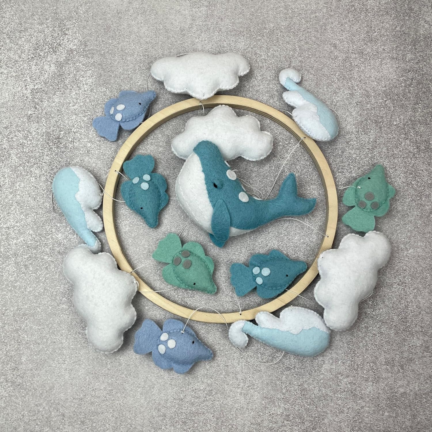 Whale Mobile for Baby boy Crib Ocean Nursery Decor Nautical Nursery Felt Whale Mobile Fish Ocean Baby Shower New Baby boy Gift New Parents Pregnancy Gift