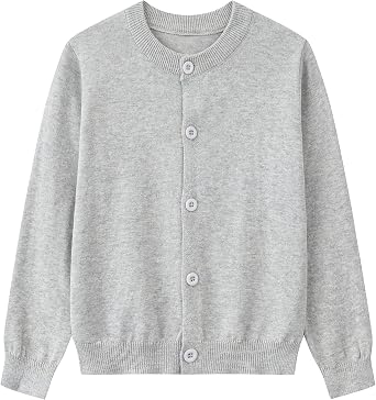 Girls Cardigan Sweaters School Uniforms Cotton Crew Neck Knit Sweater, 6 Months-14 Years