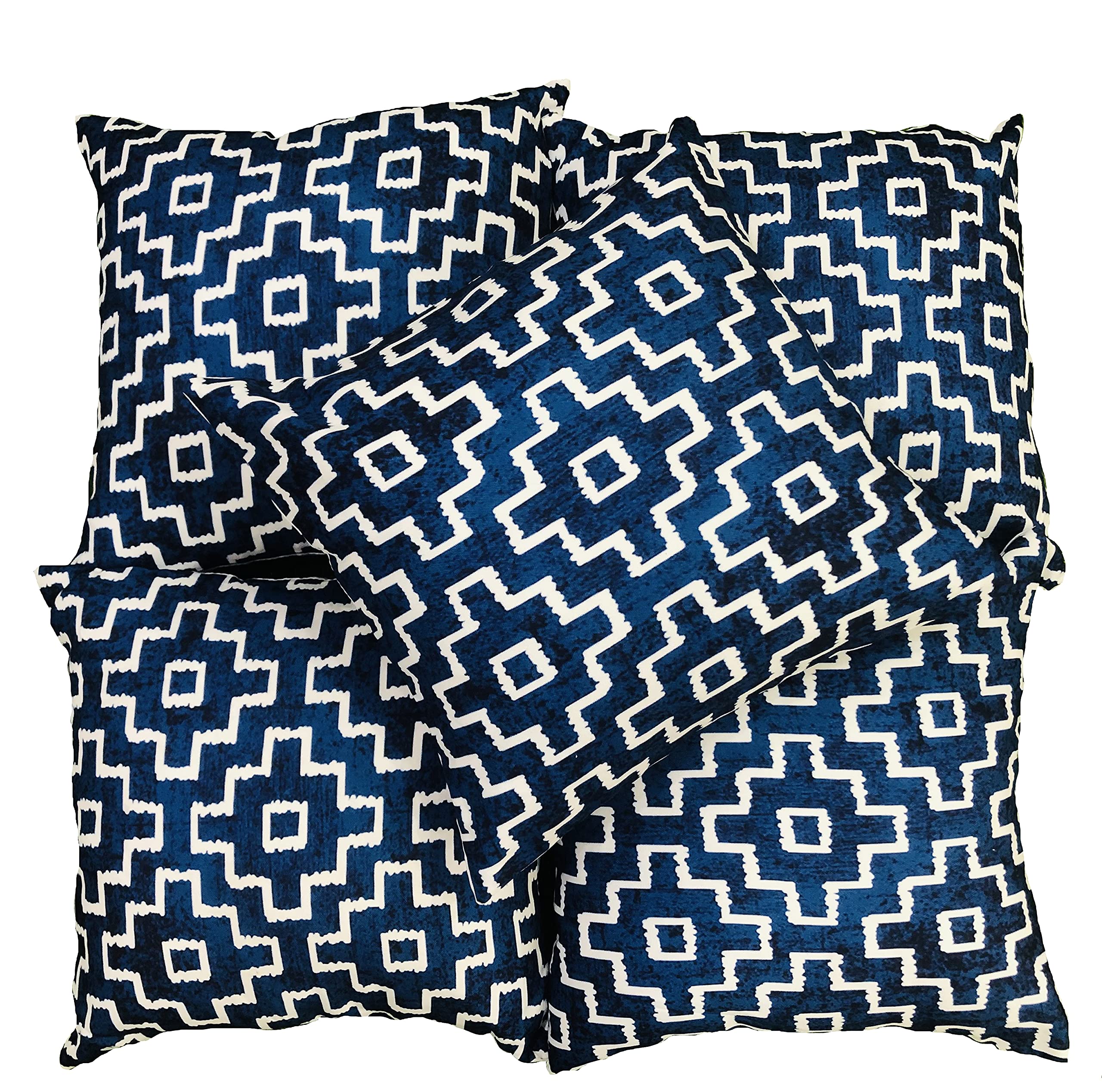 Victory Weaves Polyester Premium Matty Throw Pillow/Cushion Cover (Blue) for | Living Room | Bedroom | Hall | School | Lounge I Children Room I Drawing Room I Sofa I Set Of5 Pieces
