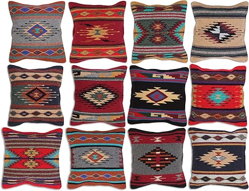 Miniatura 3 de El Paso Designs Fundas de cojines decorativos con diseño azteca, tejidos a mano, en estilos americanos nativos y del sudoeste, 18 x 18 pulgadas.,