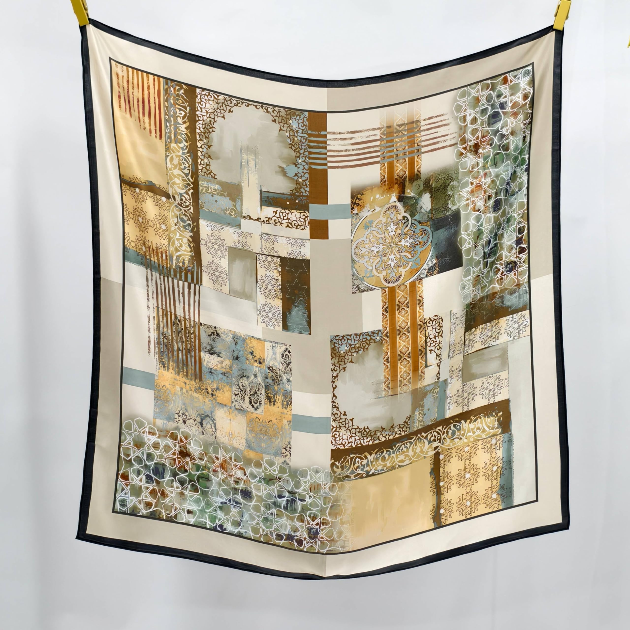 Foulard en 100 % pure soie de mûrier - 90 x 90 cm - Foulard de qualité supérieure pour femme - Collection Classics The Royal Opera Collection - Avec enveloppe cadeau