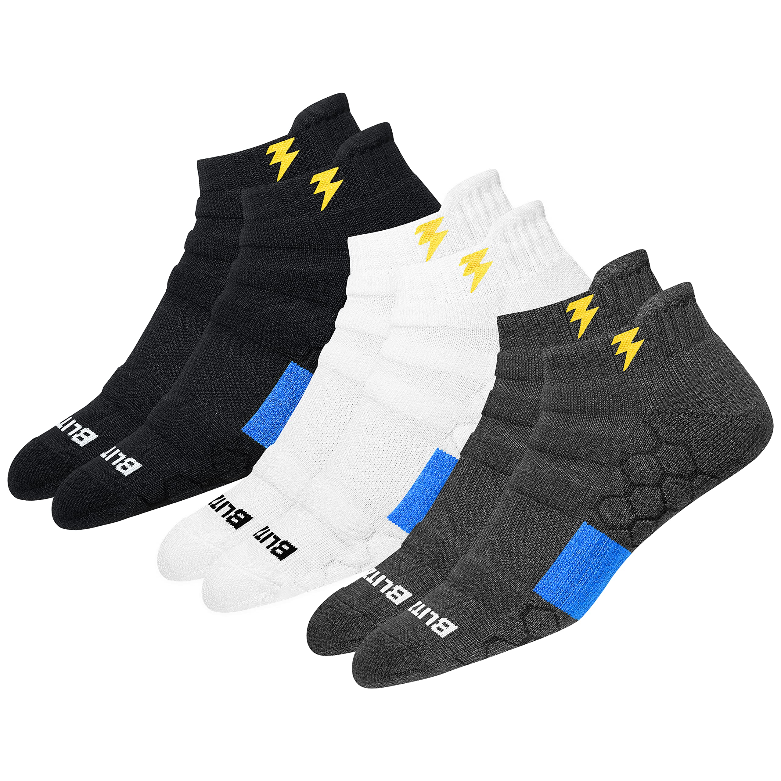 BLITZSOXHi-Tech Performance Athletic Low Cut Ankle Socks for Men Women (Running, Fitness & Training), Pack of 3