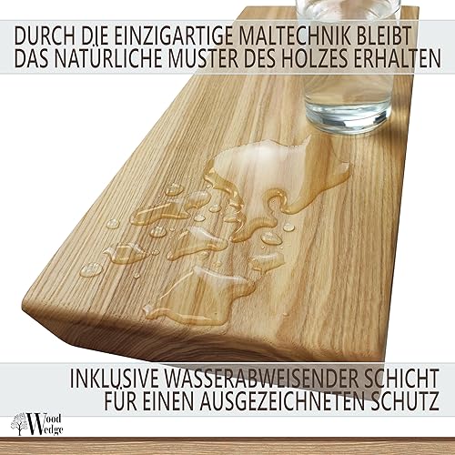 Miniatura 5 de Estantes flotantes, madera de fresno, juego de 2 estantes rústicos, estantes de pared de madera para sala de estar, dormitorio, cocina, baño, granja