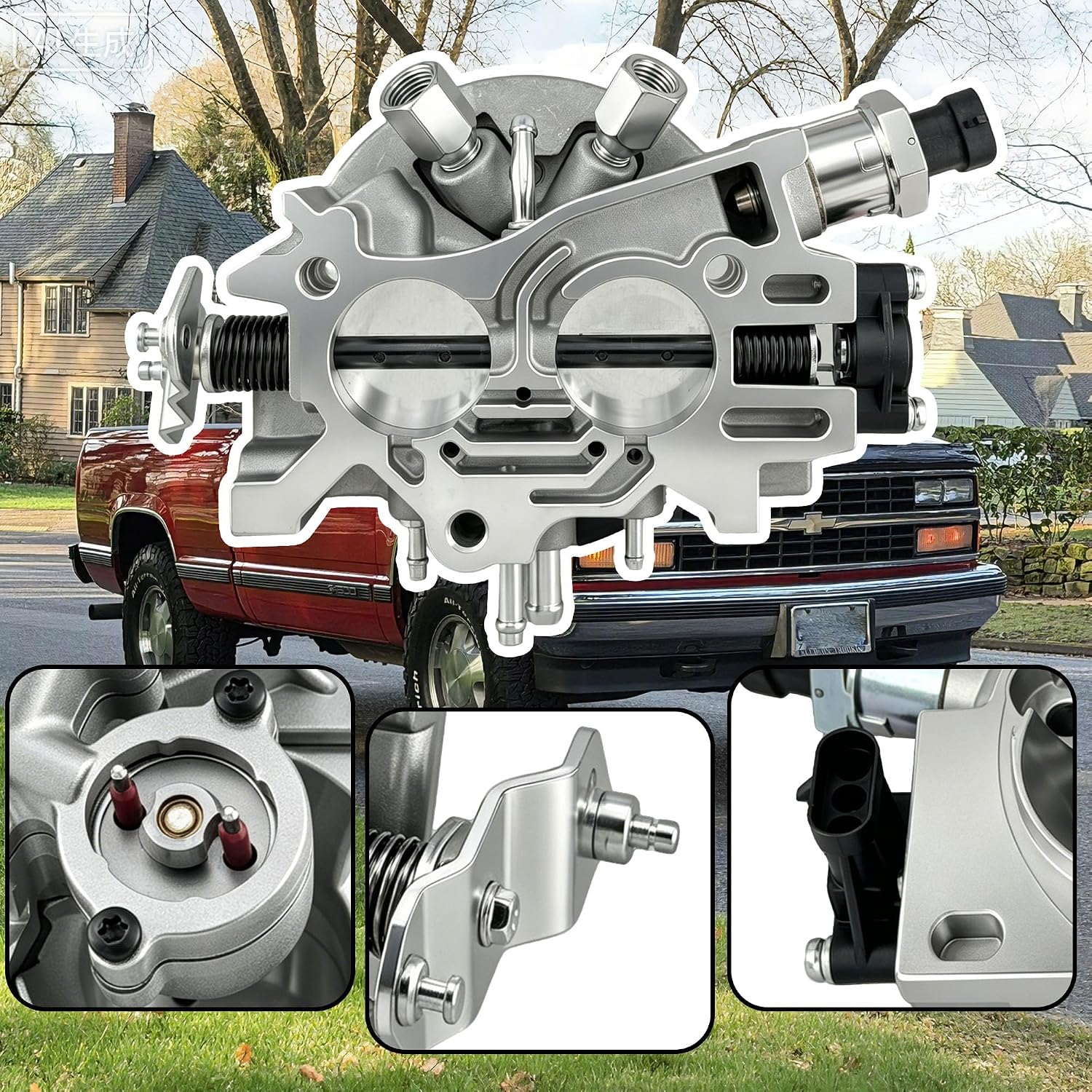 17087101 Throttle Body Assembly with Fuel Injector Compatible with Chevy GMC 5.7L 350 C1500 C2500 K1500 K2500 Silverado Tahoe Suburban 1987-1990 Replace 17087020 17112075 17087100 TBI220 17090061