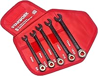 Vista 2 de TRUE MECHANIC Juego de llaves de trinquete métricas SAE 120T, profesional, con bolsa enrollable