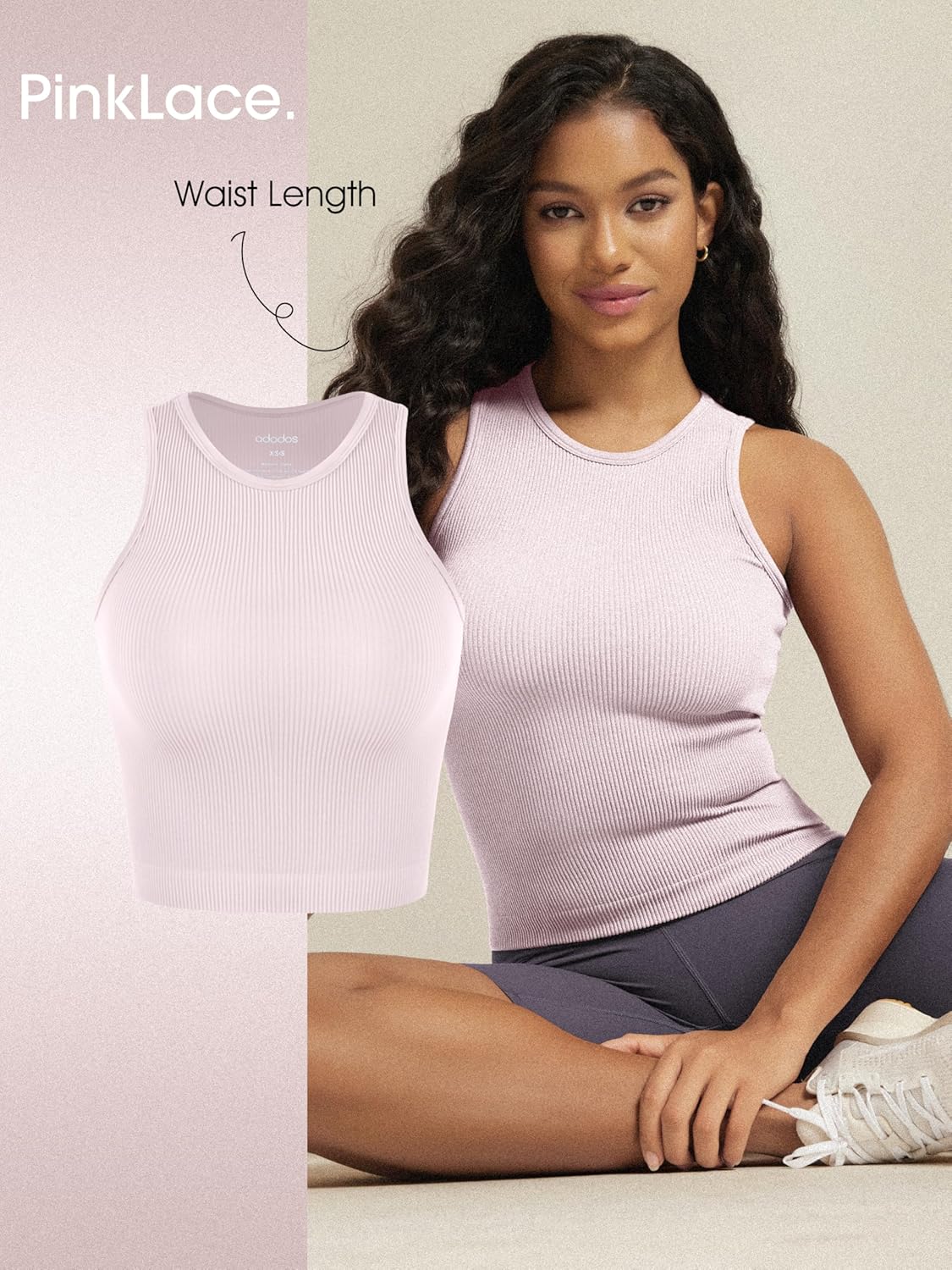 ODODOS 3-Pack Seamless Crop Tank for Women Ribbed Soft High Neck Cropped Tops - Image 3