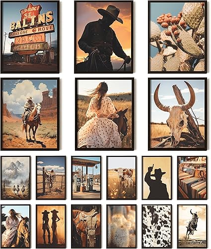 97 Decor Western Room Decor for Bedroom - Western Wall Decor, Southwestern Wall Art Prints, Southwestern Pictures Wall Decor, Antique Cowboy Decorations for Home, Vintage Cowgirl Poster (UNFRAMED)