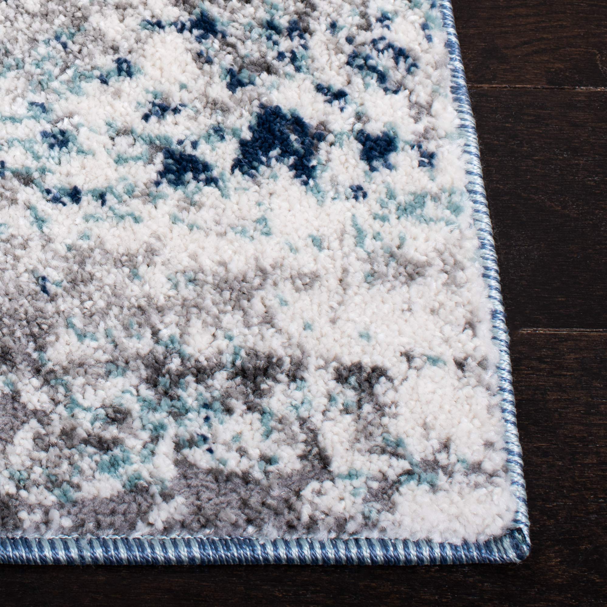 Safavieh Contemporary Rug for Living Room Dining Room, Bedroom - Aston Collection, Short Pile, in Light Blue and Grey, 91 X 152 cm - Image 4