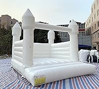 Vista 4 de Inflatable White Bounce House Castle with Air Blower White Jumper Bouncy Castle Wedding Decorations Jumping Bed for Party 13ft x 115ft x 10ft