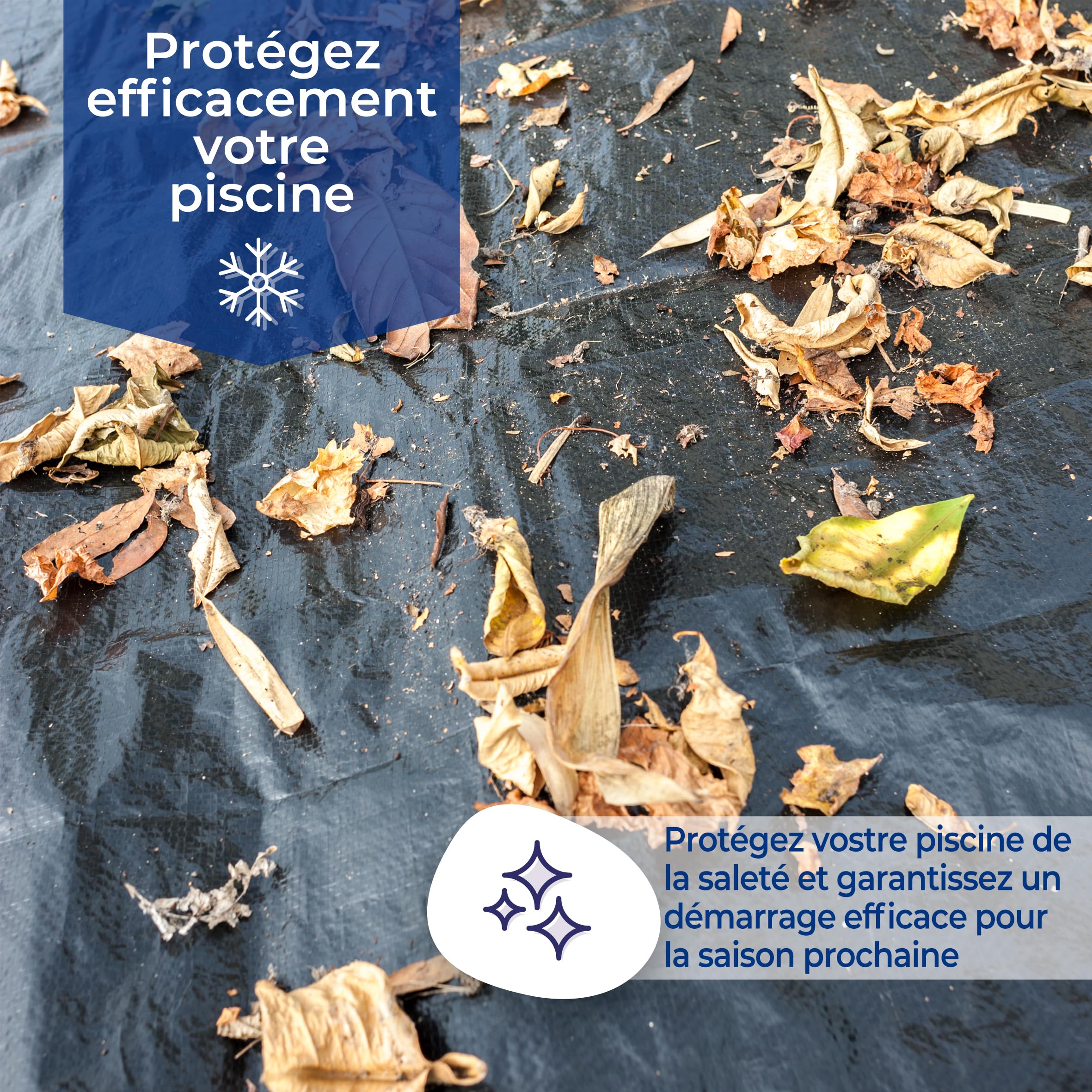 GRE CIPROV611 - Bâche d'hiver pour piscines ovales de 610x375cm ou en Forme de 8 de 500x340cm, épaisseur 120 g/m². Couleur Noire
