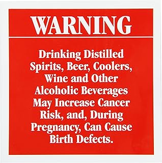 SmartSign - S-4626-EU-5x5 Adhesive Vinyl Label, Legend "California Prop 65 for Alcohol", 5" square, White on Red