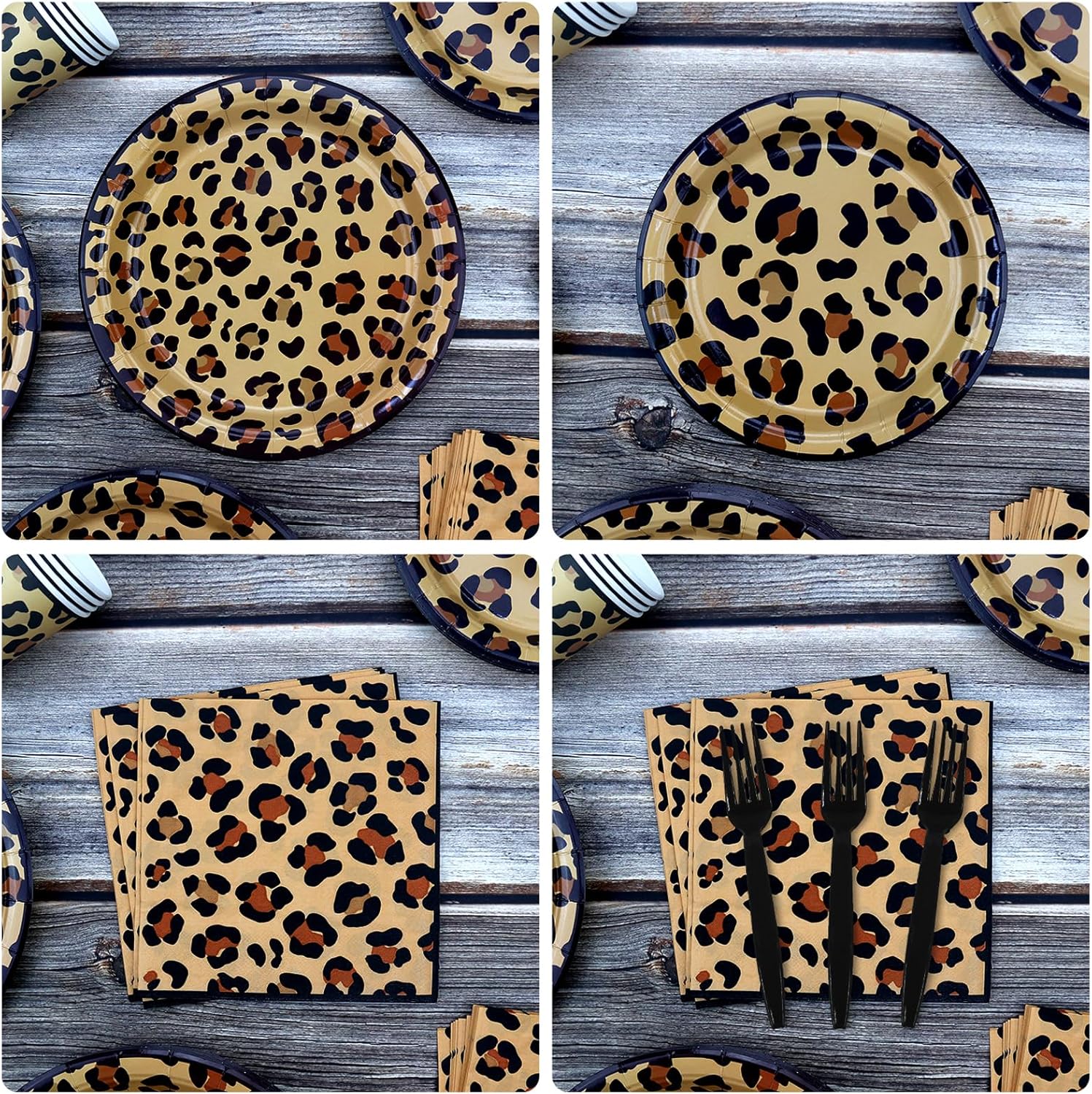 Cheetah Birthday Party Decoration, Leopard Print Party Plates Napkins, Forks, Tableware Sets for Jungle Safari Print Party Supplies, Baby Shower, Serves 25(Leopard) - Image 7
