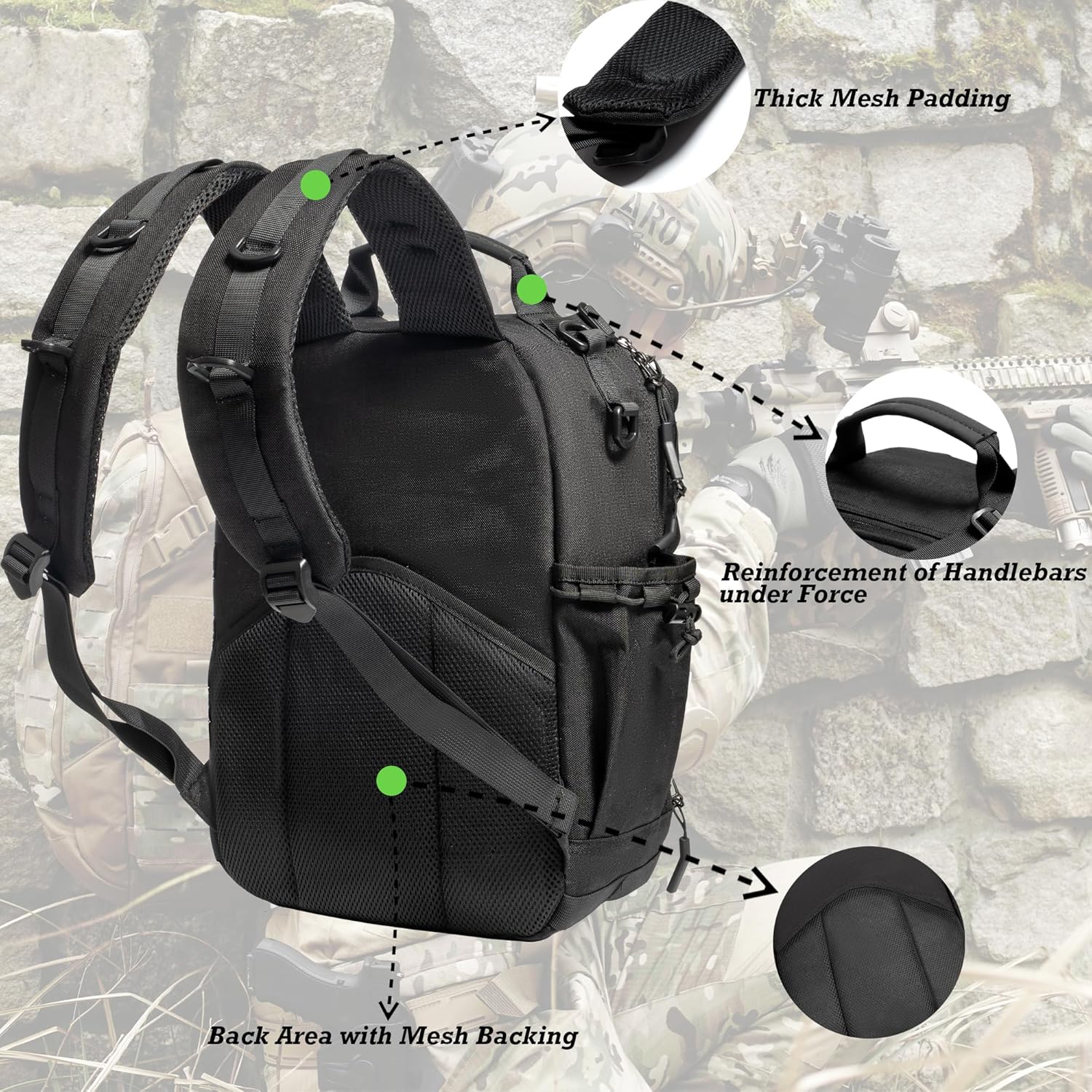 NICGID Tactical Military Backpack Daypack Molle Army Assault Pack Bug Out Bag Travel Fishing Hiking Trekking Rucksack - Image 4