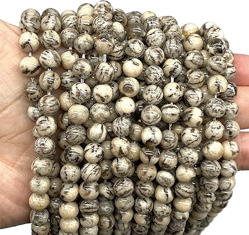 Miniatura 2 de ABCGEMS - Cuentas de feldespato zebradorita madagasquino (también conocido como Feldespato gráfico), piedra de cristal de energía curativa, ideal