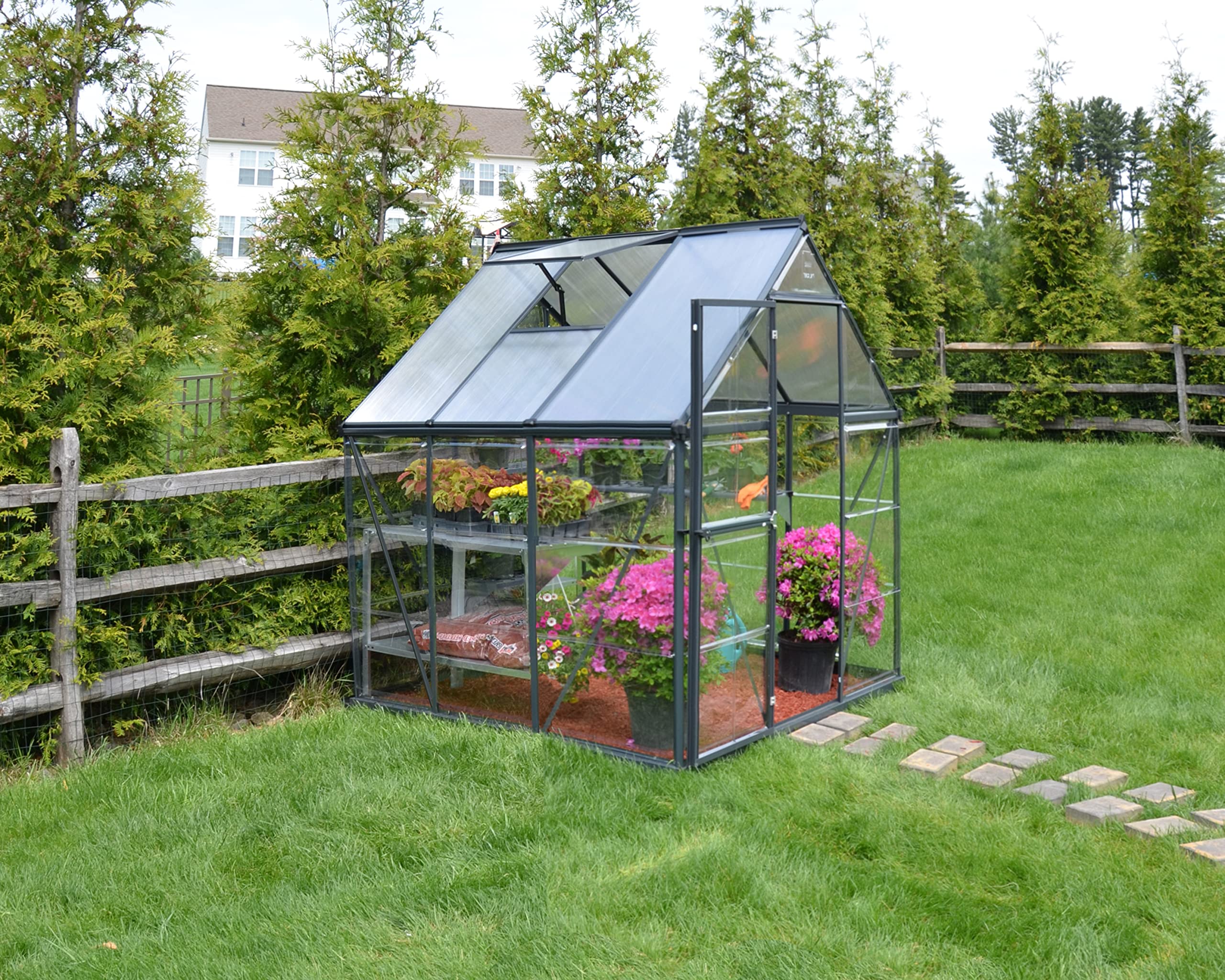 Palram - Canopia | Hybrid Gewächshaus, grün in cm 190x185x209 (LxBxH) klare Seitenwände
