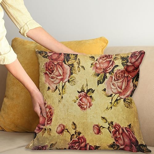 Miniatura 2 de Ambesonne Funda de cojín con diseño de rosas, estilo victoriano antiguo con diseño de arte bohemio, color dramático, funda de almohada cuadrada