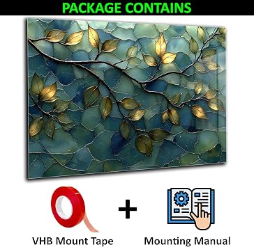 Tempered Glass Backsplash for Kitchen - Easy to Clean Behind Stove Backsplash Protector for Wall - Heat and Scratch Resistant Backsplash for Stove - Branch and Leaves Design