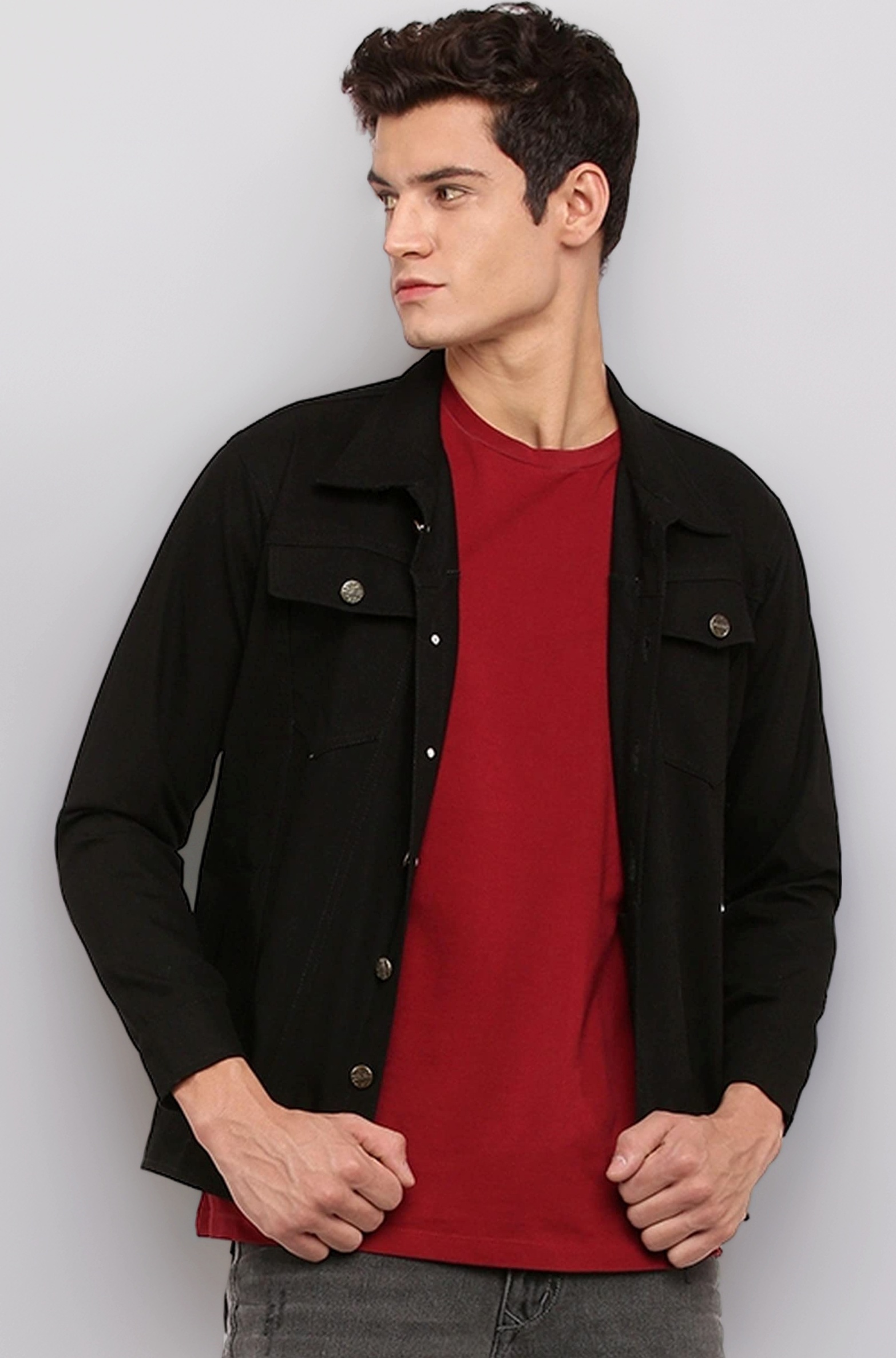 Buy VOXATI Men's Denim Jacket kjt204kp-s_Black_S at Amazon.in