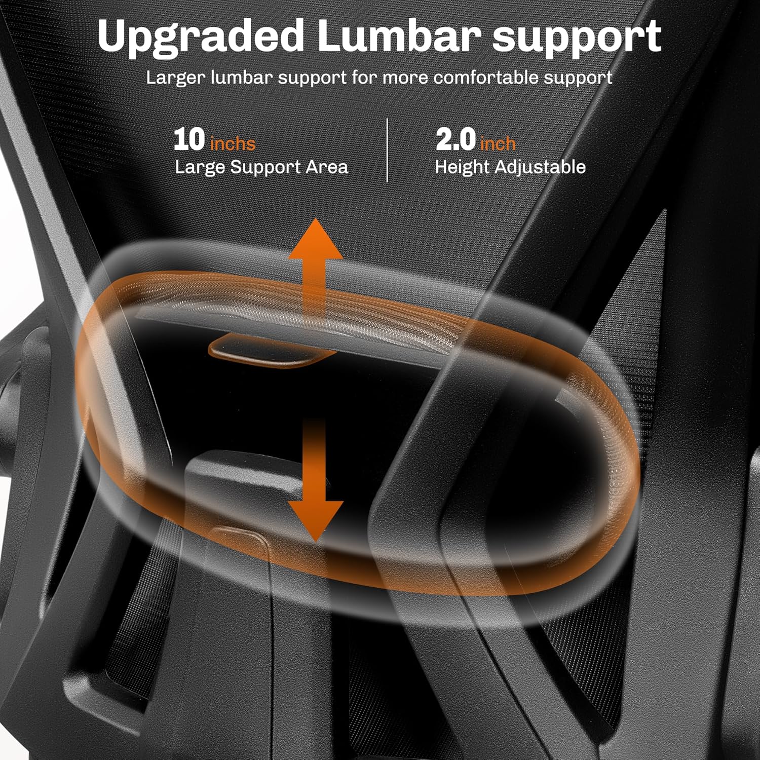 Office Chair, Ergonomic Home Computer Desk Chairs, Comfy Breathable Mesh Chair with Adjustable Lumbar Support Flip-up Armrests, Executive Task Chair with High Back for Home Office Rolling Swivel Chair - Image 4