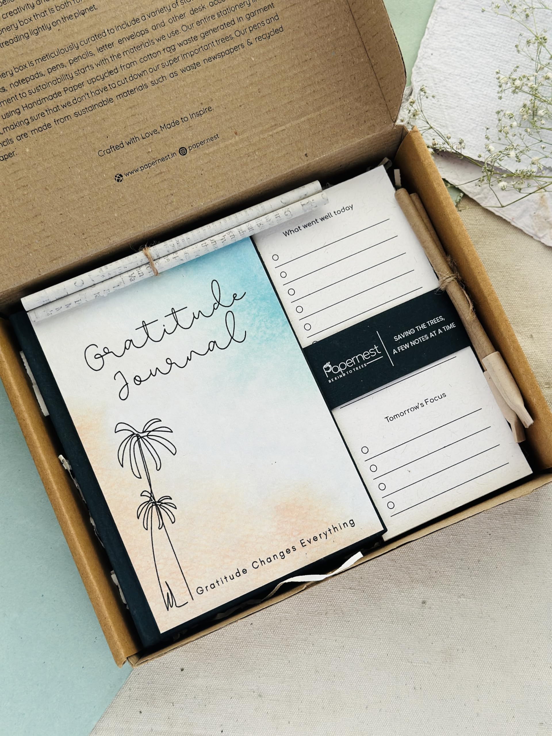 Papernest Daily Gratitude Journal Hamper - Aqua Flower | Handmade ...