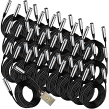 Fat Toad 20ft XLR Microphone Cables ShieldedPRO X Series 24 Pack Balanced Lo-Z Mic Audio Cords, 24 AWG Wire Shielded for Studio, Mixer, DMX Use