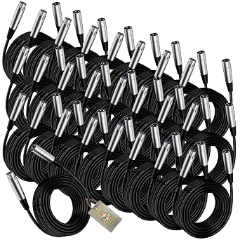 Fat Toad 20ft XLR Microphone Cables ShieldedPRO X Series 24 Pack Balanced Lo-Z Mic Audio Cords, 24 AWG Wire Shielded for Studio, Mixer, DMX Use