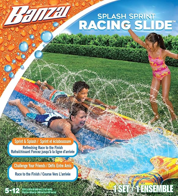 BANZAI 16ft Splash Sprint Racing Water Double Slider Water Slide
