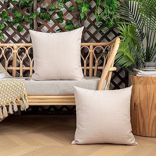 Miniatura 4 de Kevin Textile Paquete de 2 fundas de almohada decorativas para exteriores, impermeables, para jardín, patio, tienda de campaña, sofá, 20 x 20