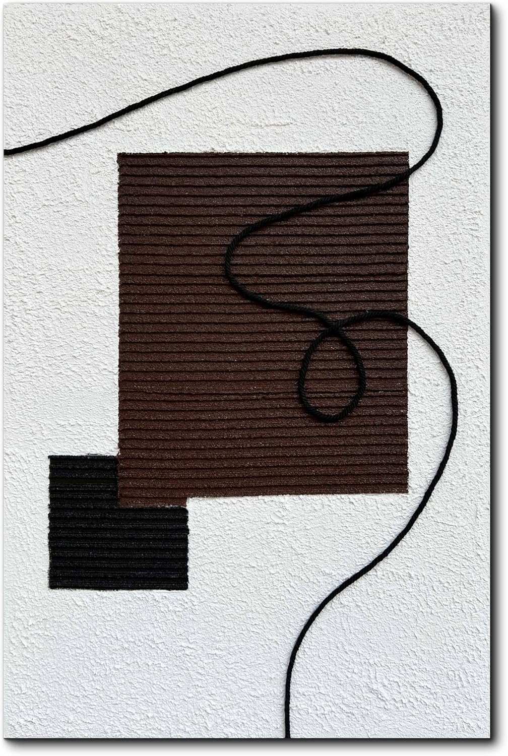Creespi Hand Painted Black White and Brown Textured Wall Art,Modern Minimalist Oil Painting on Canvas 24x36 inch, Abstract 3D Decorative Wall Painting for Home Decoration