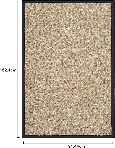 Miniatura 133 de Safavieh Colección de fibra natural NF115P - Alfombra (fibra natural), color gris, Fibras naturales beige, (Natural/Beige),Natural/Negro,Natural