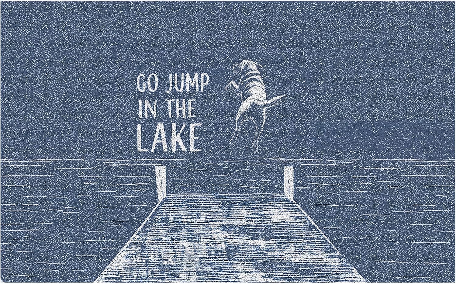 Lake Dog House Door Mat, Lakes Lover Gifts Doormat for Front Door Entrance Porch, Lake House Bath Mats for Bathroom, Go Jump in The Lake Welcome Mats for Outdoor Entryway, 17x30 Inches