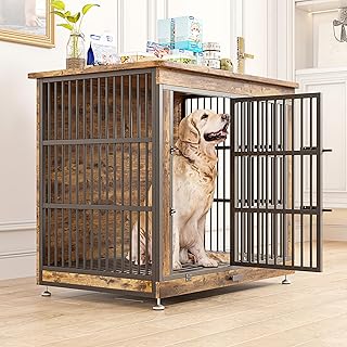 Furniture Style Dog Crate, Veterinarian Recommendations Dog Kennel Indoor for Small/Medium Dogs, Non-Toxic Wood & Metal Kennel with Removable Tray, Heavy Duty Indoor Stylish Dog Cage for Family
