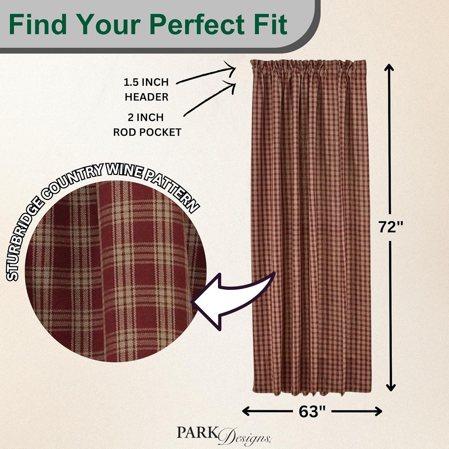Sturbridge Country Wine Panel Curtains 72x63