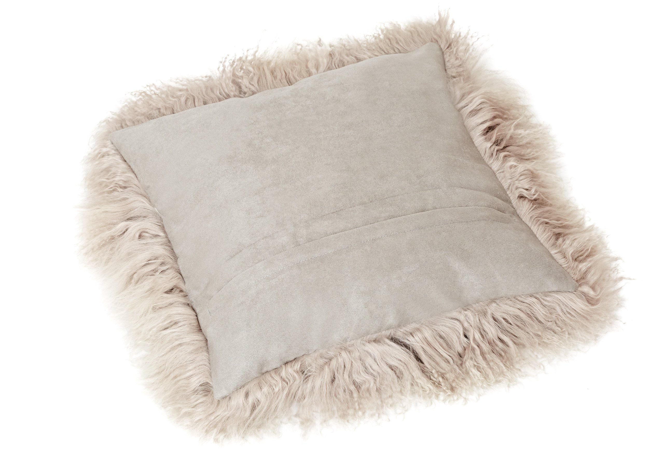Reissner Lammfelle Tibet Peau de Mouton de Mongolie Housse de Coussin 40x40cm - Grand sélecteur de Couleur JYC02 Couleur Taupe