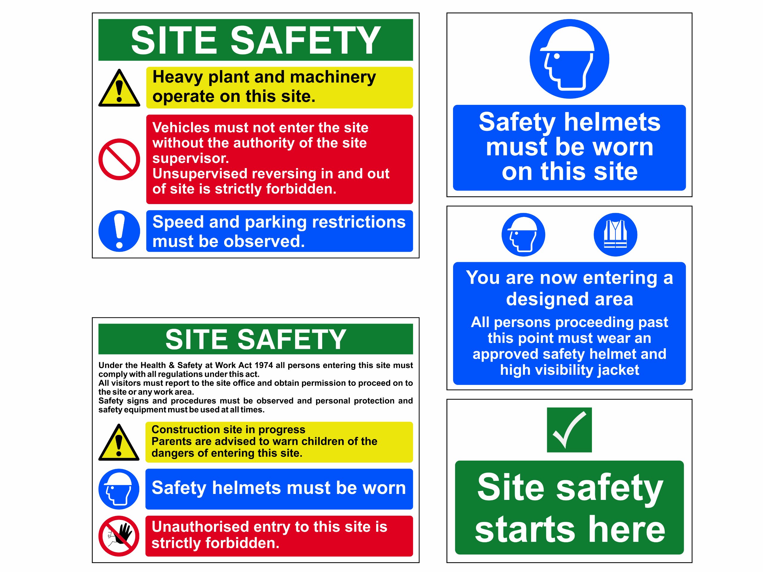 Scan 13974 Construction Site Pack of PVC Safety Signs (5 Pack)