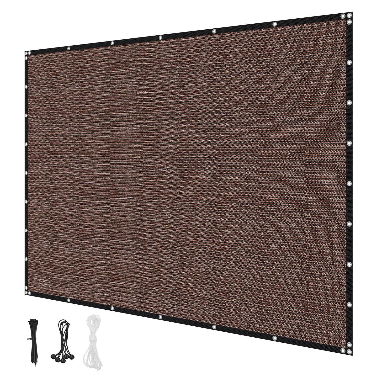 VEVOR Voile d'ombrage 90%, 2440 x 3660 mm, Filet d'ombrage avec œillets en Acier INOX, Toile de Protection en PEHD Haute densité 140 g/m², pour extérieur, terrasse, Jardin et arrière-Cour, Marron