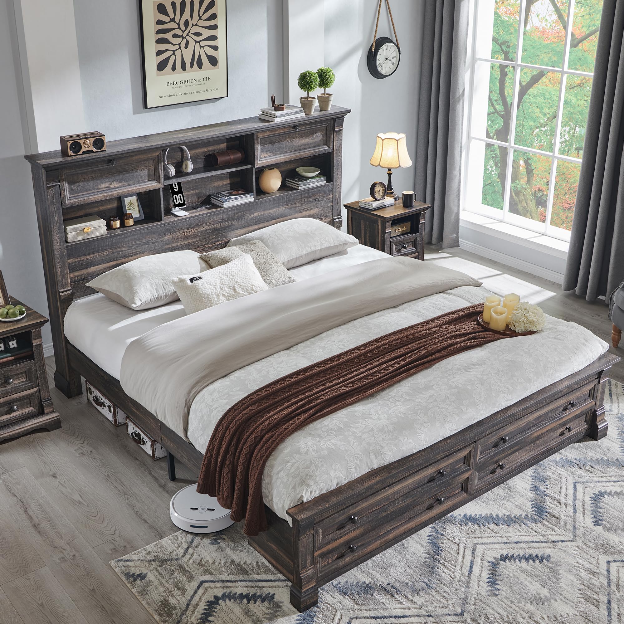 T4TREAM Farmhouse King Bed Frame