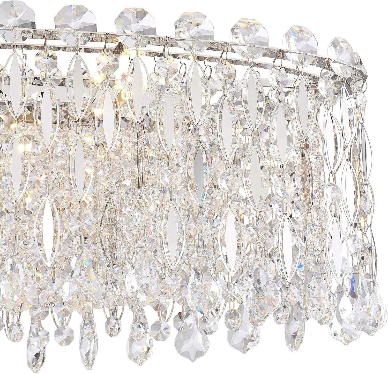 Possini Euro Design Alyssa Chrome Silver Large Linear Pendant Chandelier Lighting 36 1/2" Wide Modern Crystal 11-Light LED Fixture for Kitchen Island Dining Room House High Ceilings