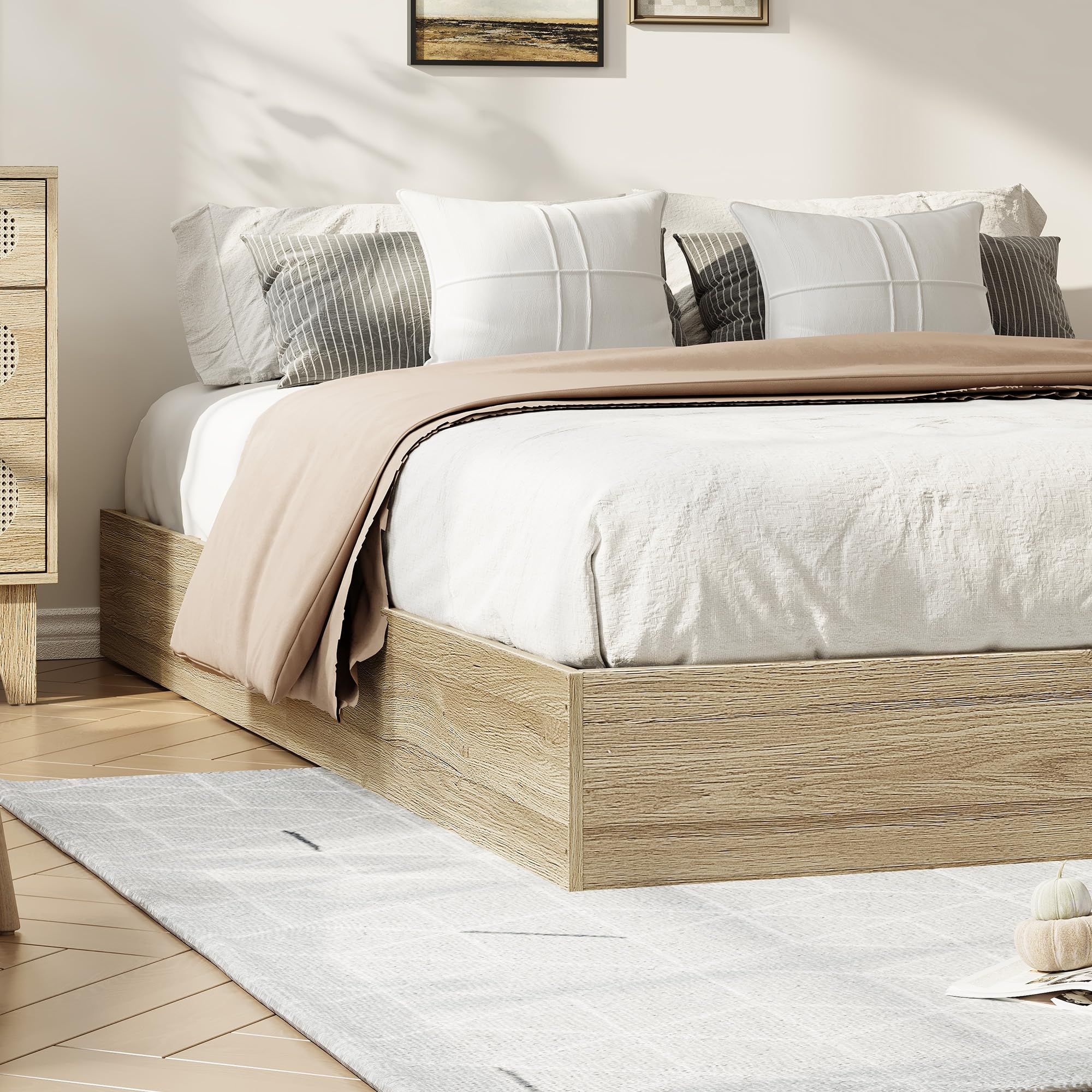 Amazon｜GarveeHome キングサイズ木製プラットフォームベッドフレーム