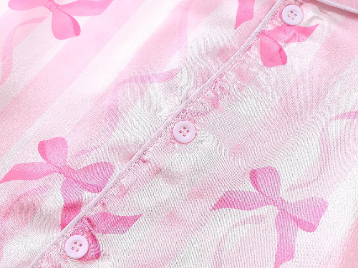 Tebbis Girls 2 Piece Satin Pajama Set-Short Sleeve Silky Soft Sleepwear, Cute Printed Loungewear Top & Pants Size 6/7-16