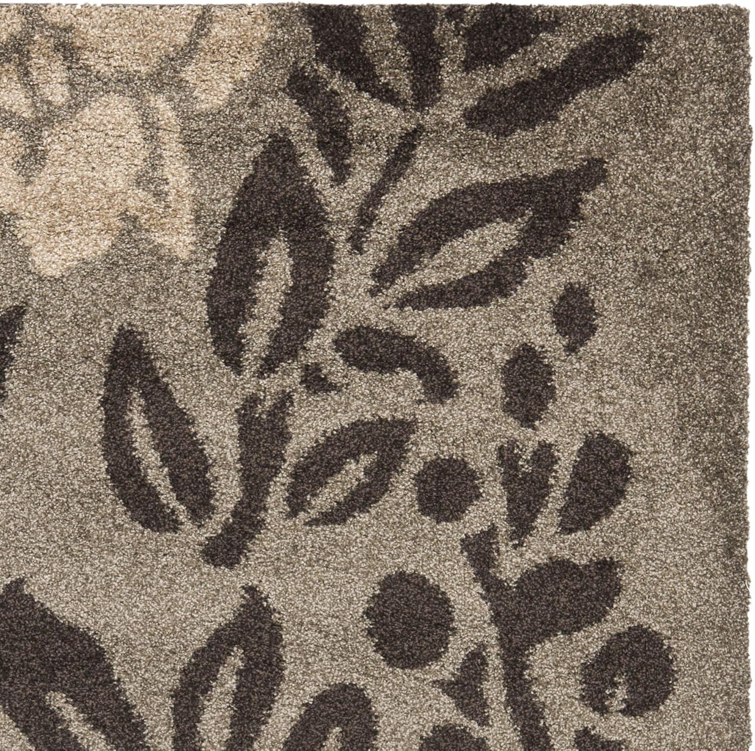 SAFAVIEH Florida Shag Collection Area Rug - 5'3" x 7'6", Smoke & Dark Brown, Floral Design, Non-Shedding & Easy Care, 1.2-inch Thick Ideal for High Traffic Areas in Living Room, Bedroom (SG456-7928)