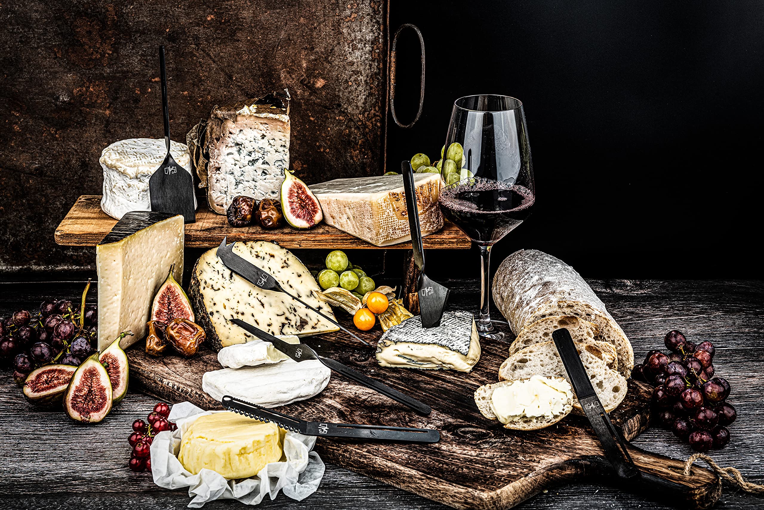 Style de Vie Lot de 6 couteaux à fromage et à beurre Noir