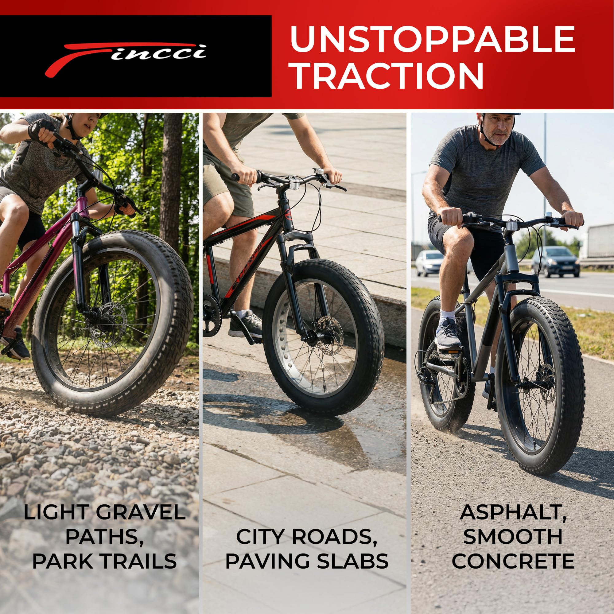 Fincci Pavex Coppia Copertone 20 x 4.0 Fat Bike Antiforatura - 2 Gomme Fat Bike 20x4 Pieghevoli Nylon 3mm 27 TPI 100-406 - per E-bike Elettrica, Pieghevole, Urban, City