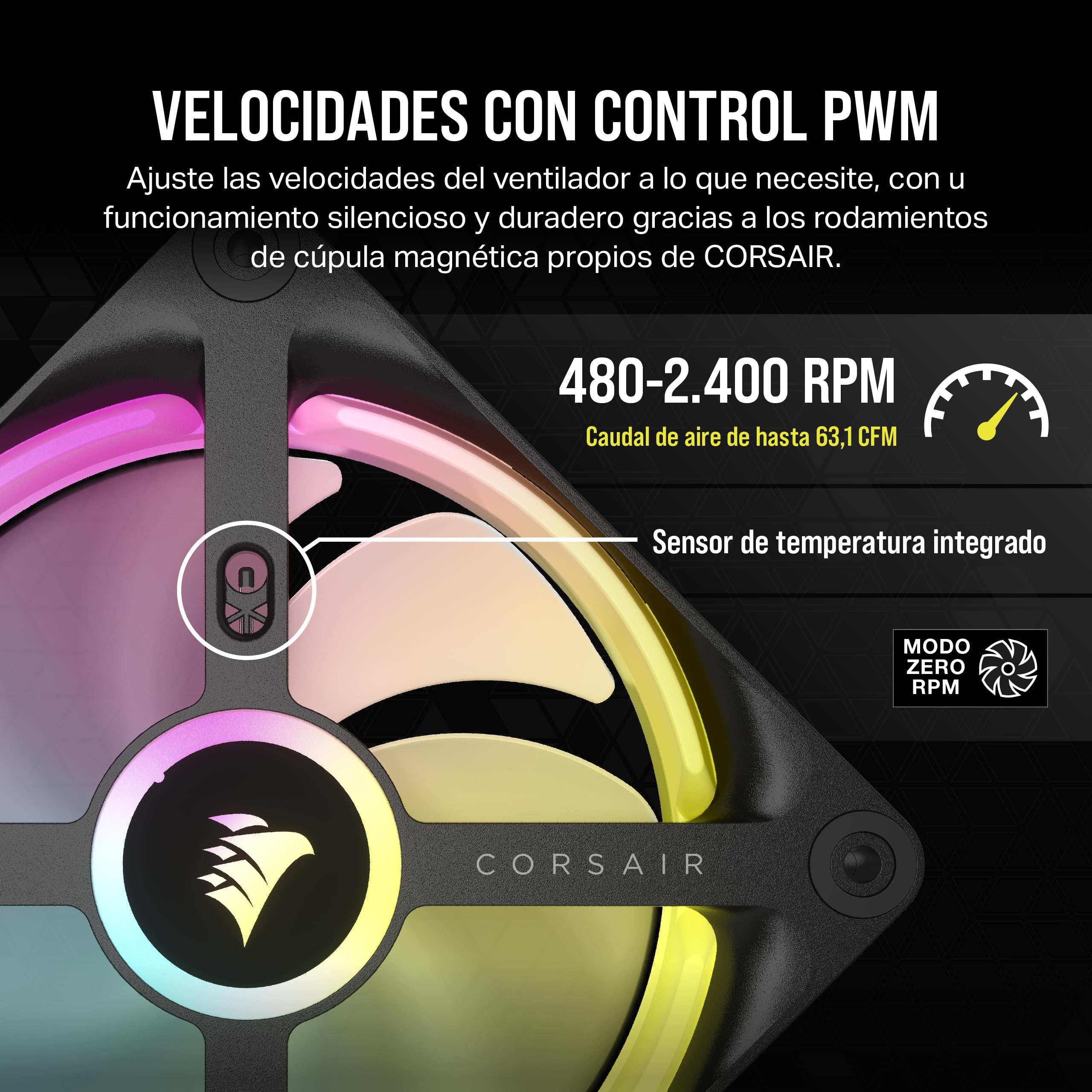 Corsair iCUE Link QX120 RGB RGB de Cúpula Magnética de 120mm Ventilador - Negro
