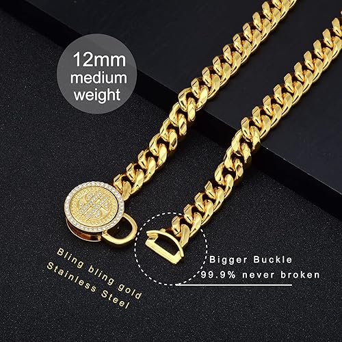 Miniatura 5 de Collar para perro de gato, gatito, cachorro, 0.472in0.748in de ancho, gargantilla de acero inoxidable, ajustable, longitud personalizada, cadena de