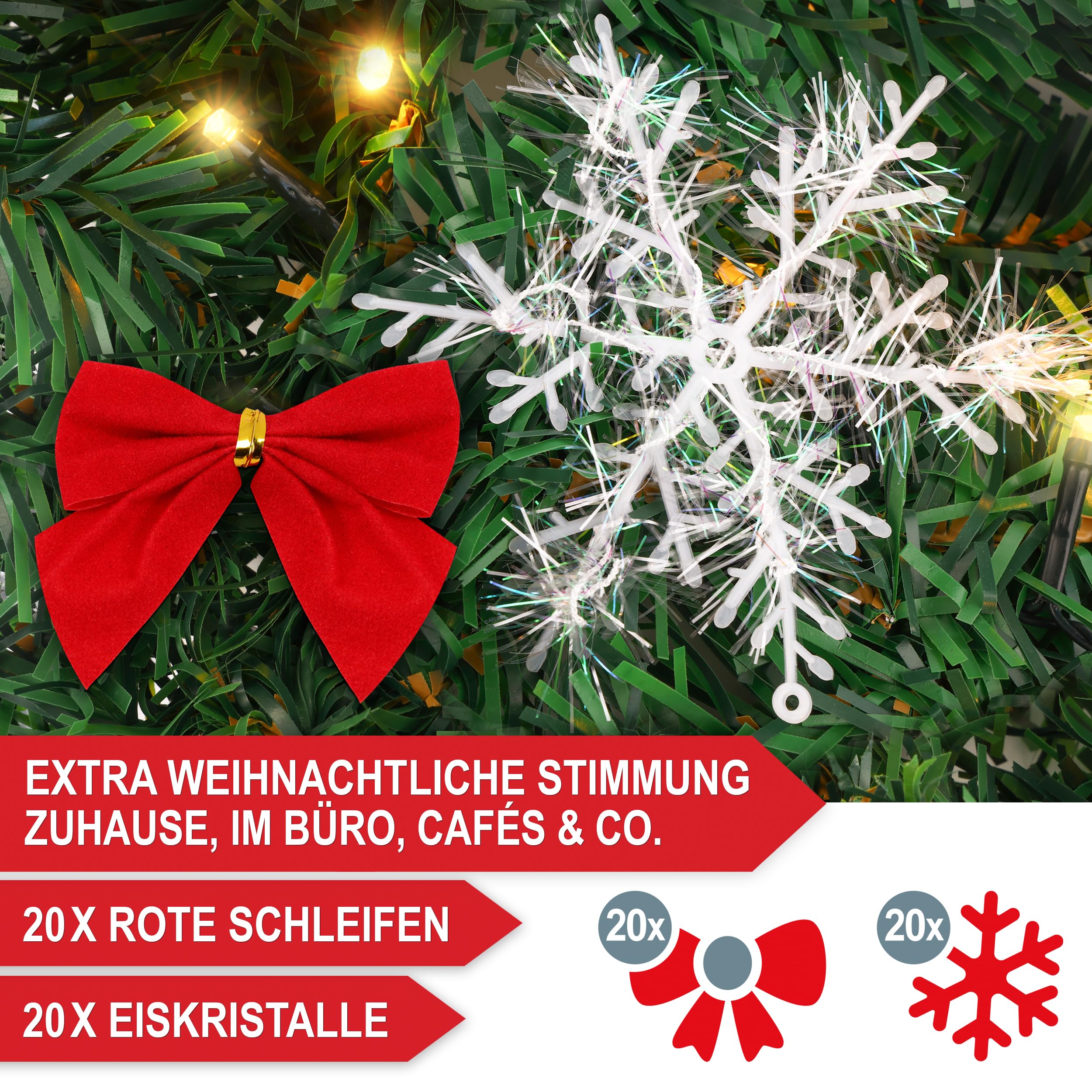 ONBEST Weihnachts-Girlande 10m mit Beleuchtung 100 LEDs warmweiß – Fernbedienung, Timer, 7 Lichteffekte – Weihnachtsdeko Tannengrün mit Lichterkette & Deko für In- & Outdoor (10 Meter)