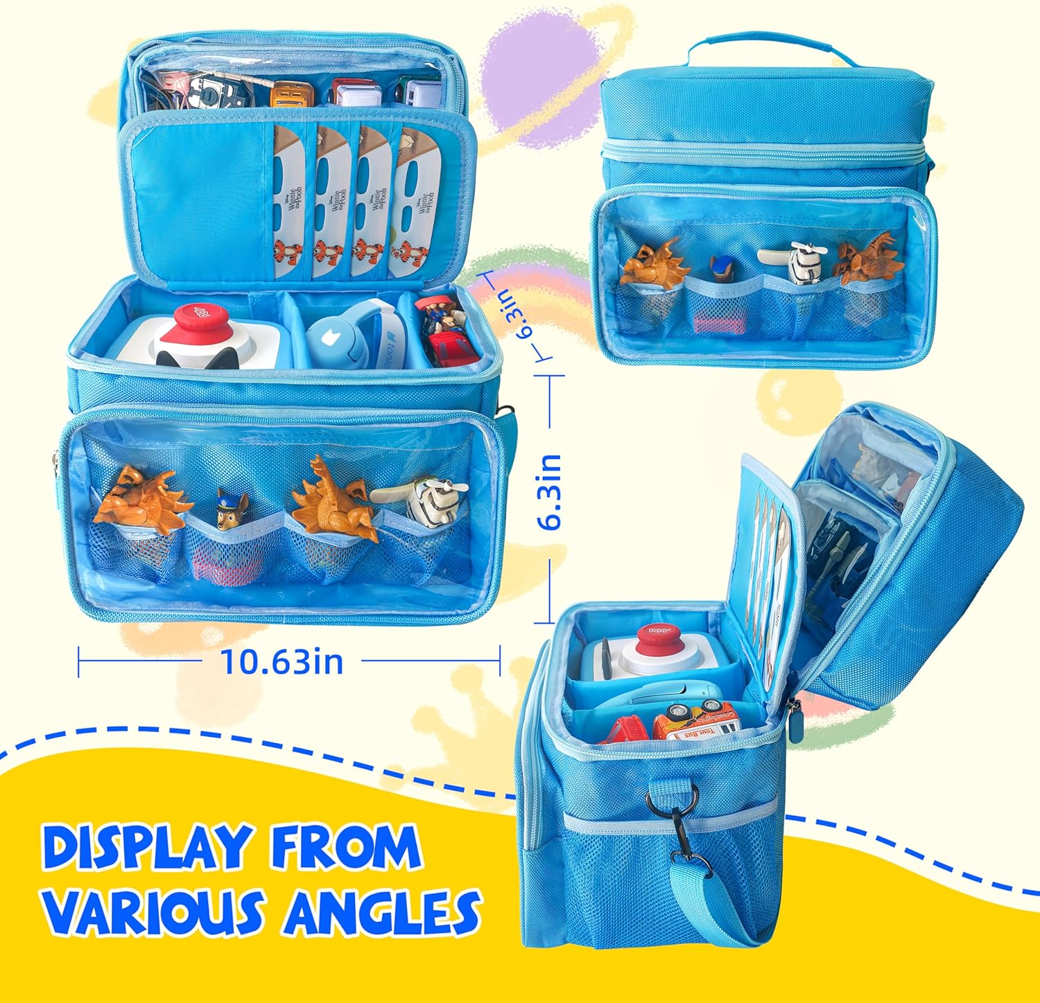 Carrying Case Compatible with Toniebox 1/2 Audio Player Starter Set and Tonies Figurine，for Tonieplay Controller, Headphones, 8 Games and Charger (Blue)