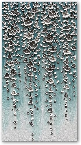 Miniatura 7 de Epicler art Pintura al óleo decorativa de flores 3D moradas pintadas a mano, arte de pared decorativo de pared de flores, arte moderno, sala de